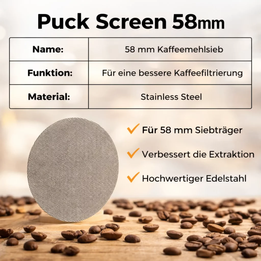 Puck Screen 58mm – Edelstahl für gleichmäßige Espresso-Extraktion