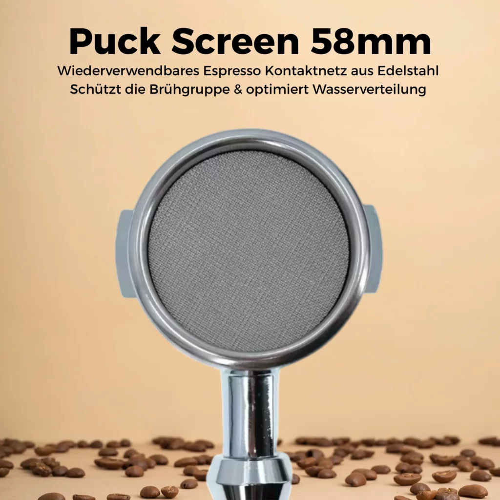 Puck Screen 58mm – Edelstahl für gleichmäßige Espresso-Extraktion