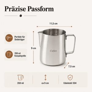 Milchkännchen 350 ml aus Edelstahl – Barista Kanne – Bild 5