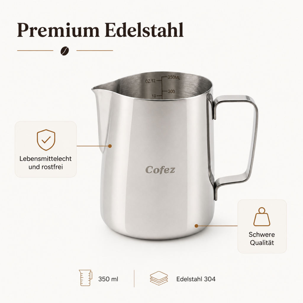 Milchkännchen 350 ml aus Edelstahl – Barista Kanne
