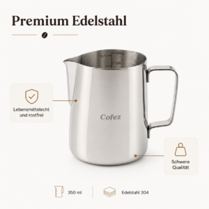 Milchkännchen 350 ml aus Edelstahl – Barista Kanne – Bild 2
