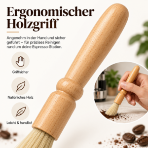 Kaffeepinsel mit Naturborsten und Holzgriff