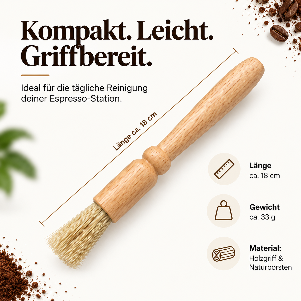 Cofez Barista Pinsel für Siebträger Reinigung